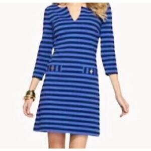 Lilly Pulitzer Charlene Dress Women’s M Iris Blue Ottoman Stripe Nautical Shift